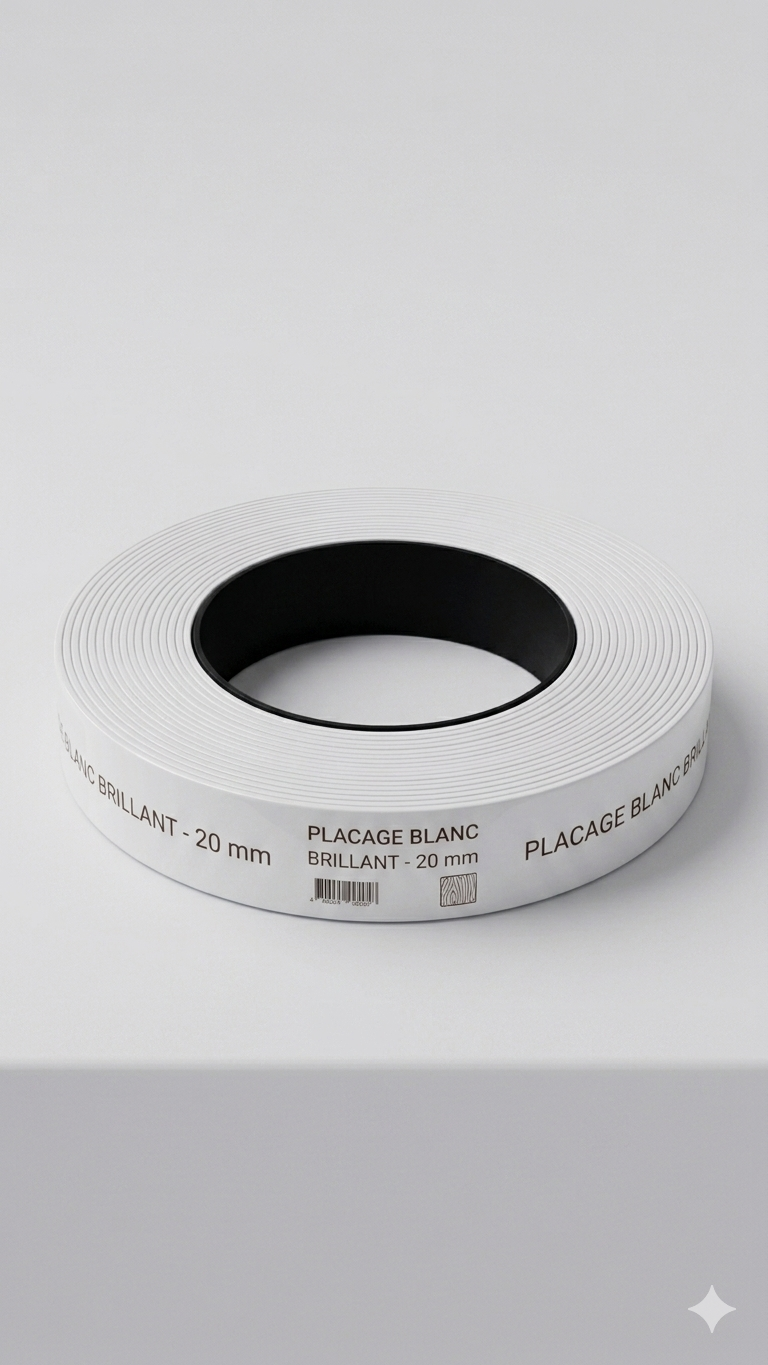 placage blanc brillant 20 mm