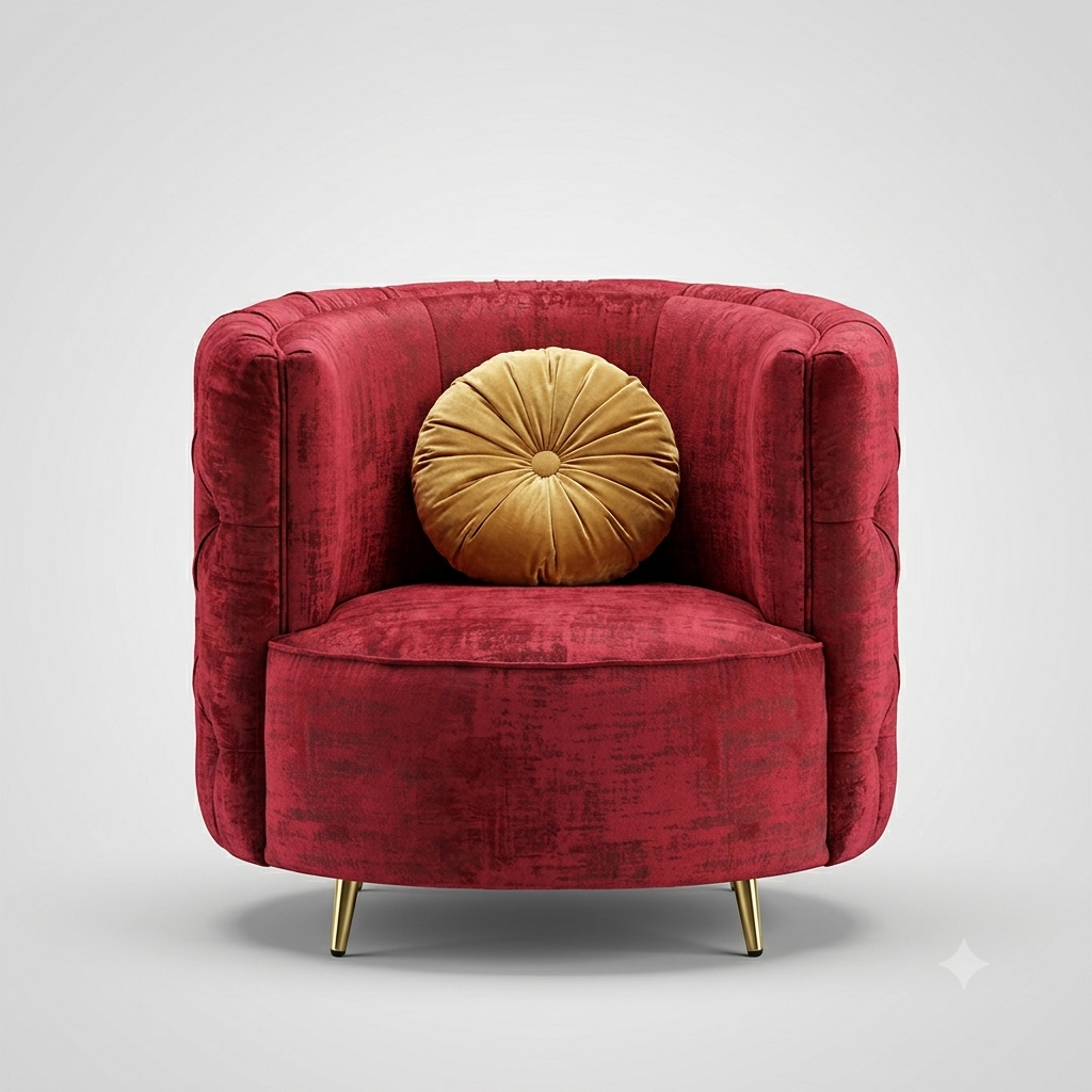 Fauteuil Rouge Button-Tufted