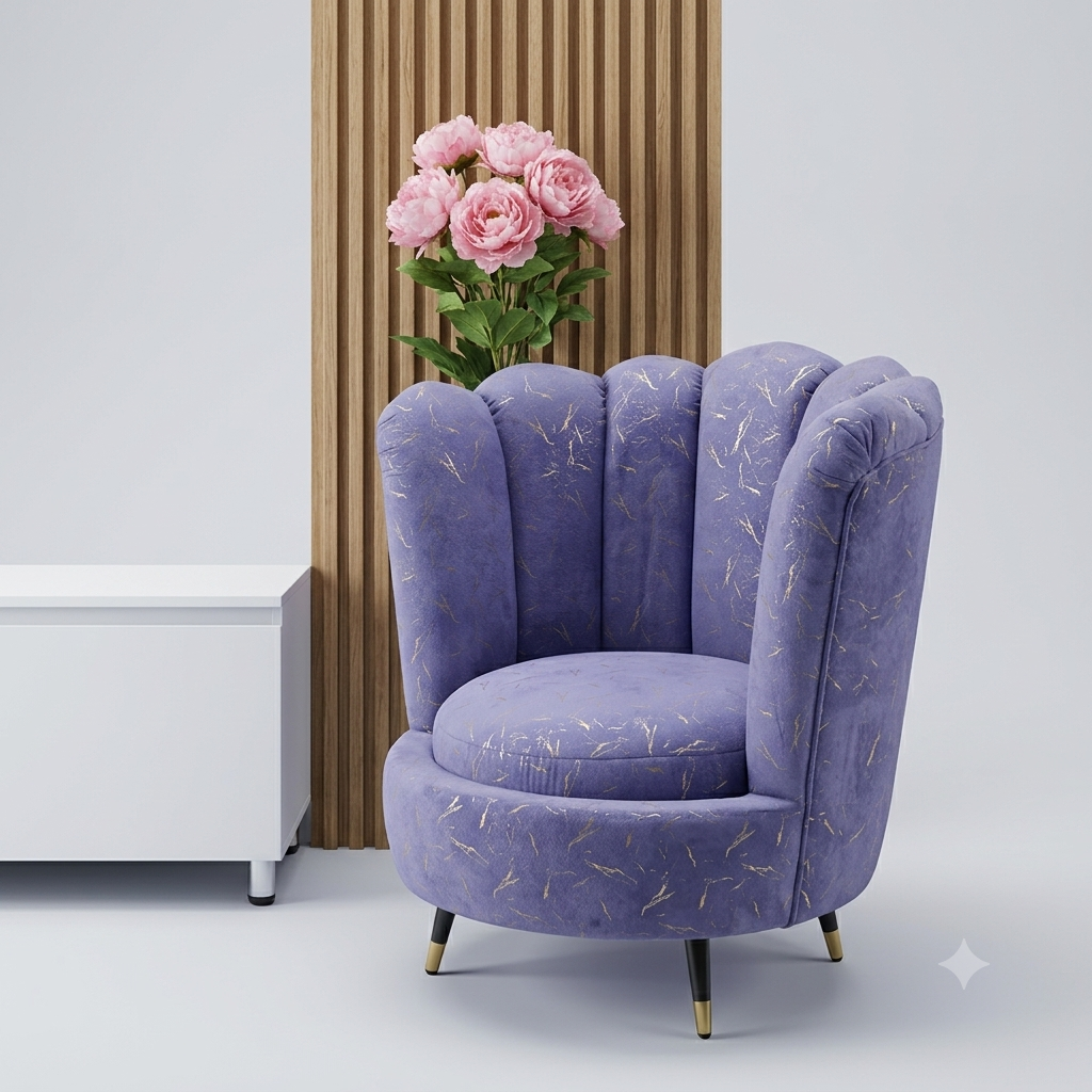 Fauteuil Violet Plissé / Fluted-Back