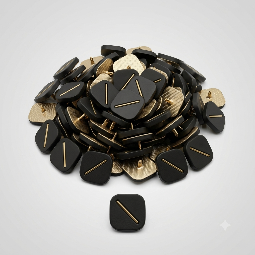 BOUTON ROND DORE NOIR